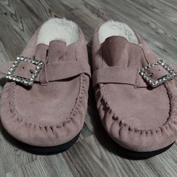 Free People Shearling After Riding Mules Frost Pink Size 9.5 - Picture 2 of 5